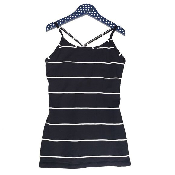 Ivivva Girls Black White Stripe Power Y Tank‎ Top 12 - Picture 1 of 5